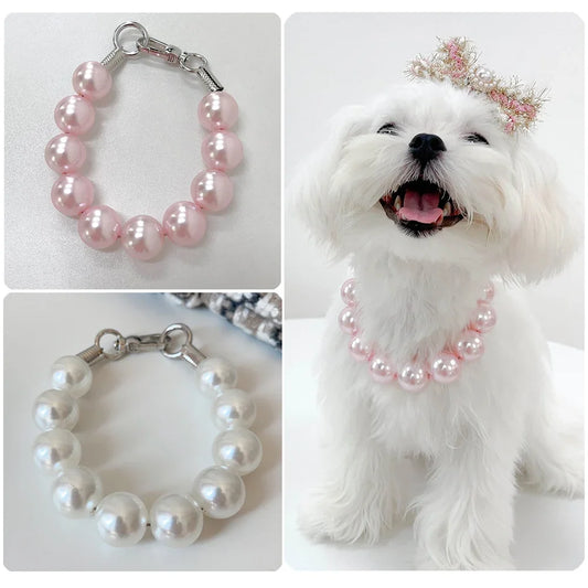 Pearl Collar Necklace for Pets, Chic Jewelry for Cats and Pups. Clothing Dress, Wedding Accessories, Fashion