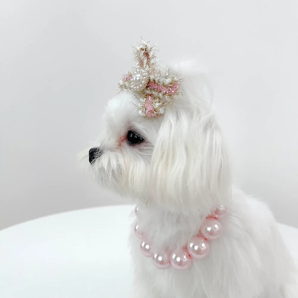 Pearl Collar Necklace for Pets, Chic Jewelry for Cats and Pups. Clothing Dress, Wedding Accessories, Fashion