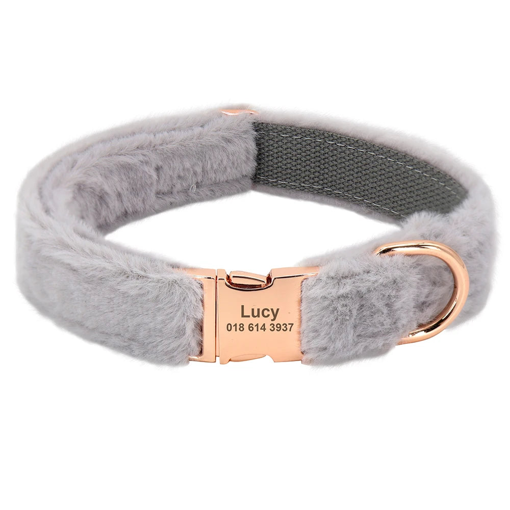 Personalized Cozy Plush Custom Dog Collars or Warm Soft Velvet Collars. Tagless Pet ID Collars. For Small to Large Dogs Free Engraving