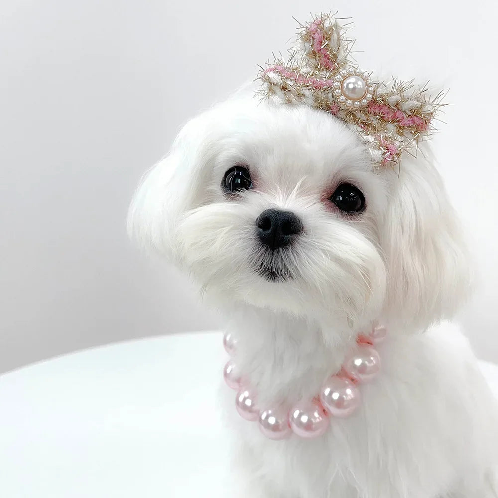 Pearl Collar Necklace for Pets, Chic Jewelry for Cats and Pups. Clothing Dress, Wedding Accessories, Fashion