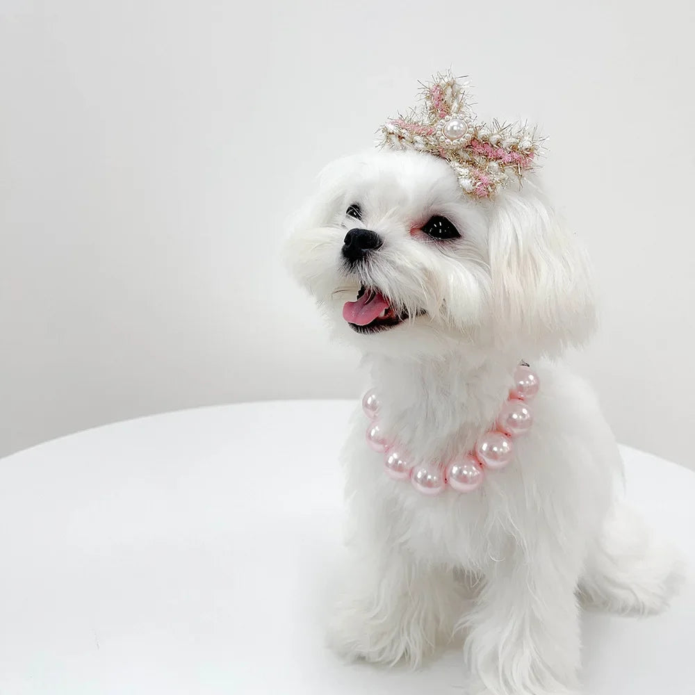 Pearl Collar Necklace for Pets, Chic Jewelry for Cats and Pups. Clothing Dress, Wedding Accessories, Fashion